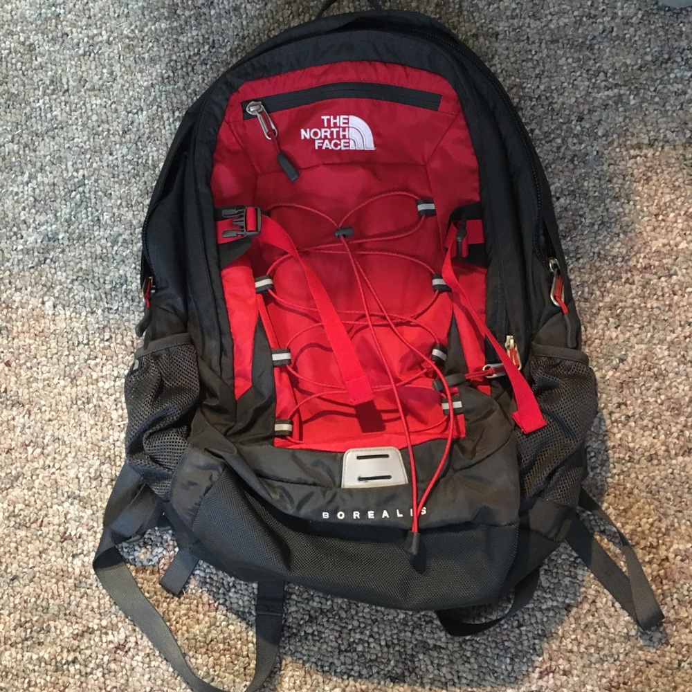 The North Face Classic Borealis Backpack Red Gray